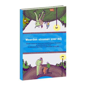 Cover 'Woorden stromen over mij', de beste teksten uit de Schrijfwerkplaats Maastricht en de Schrijfwerkplaats Venlo